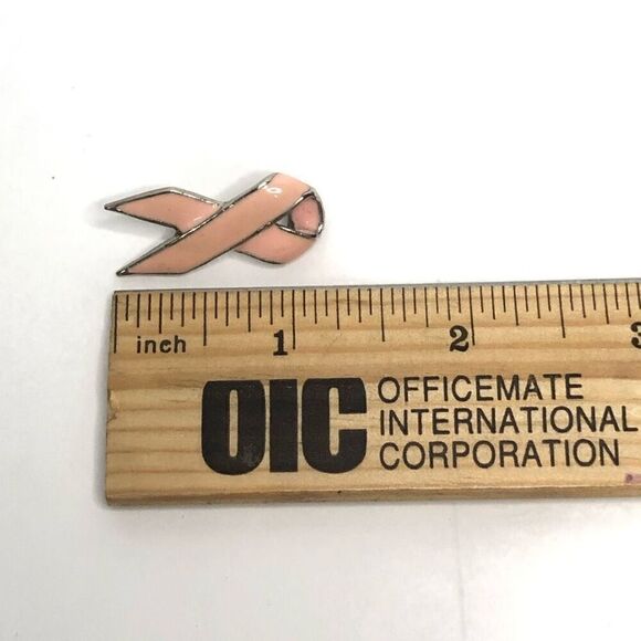 breast cancer pink ribbon awareness pin enamel 1 1/4 inch - Picture 2 of 4